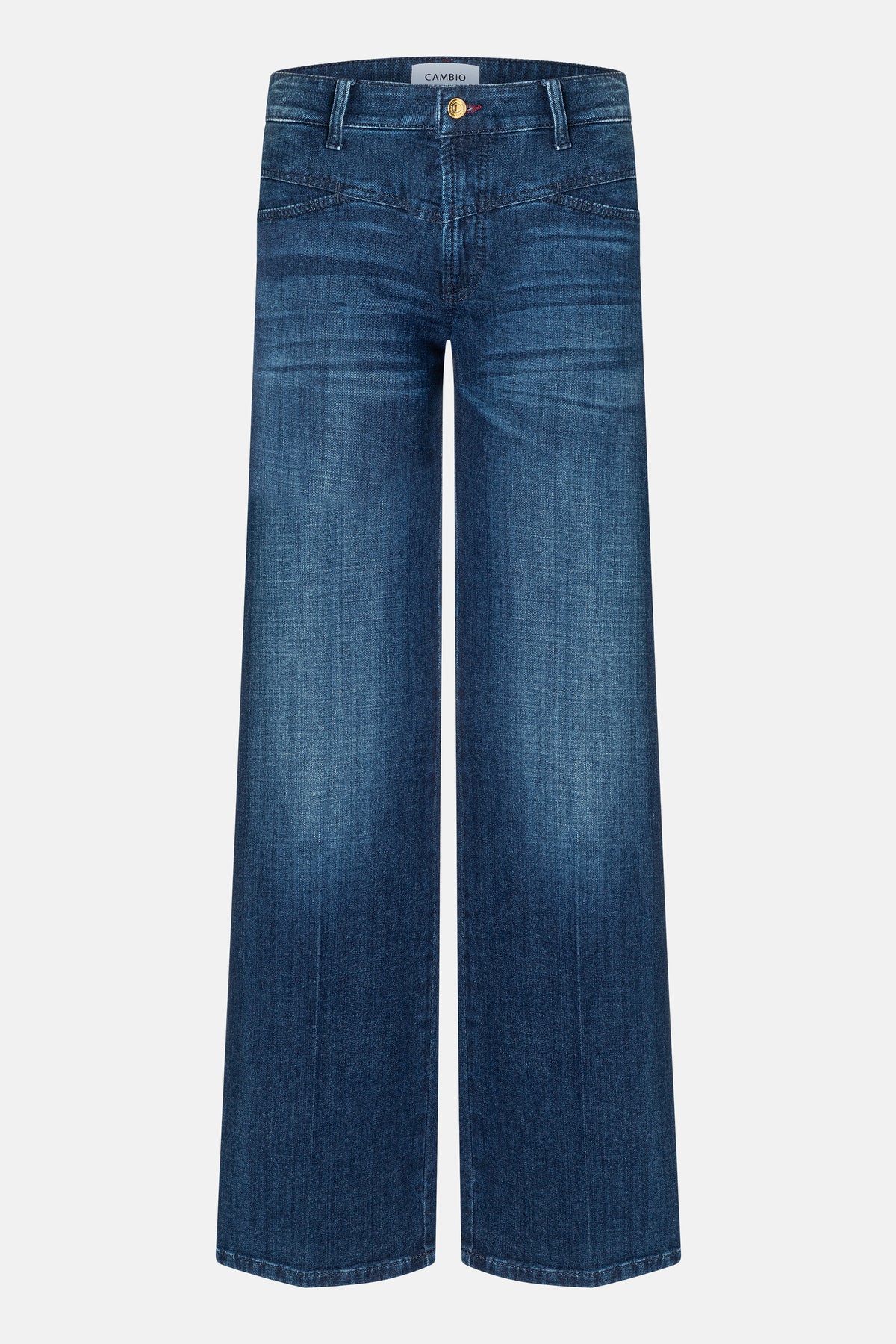 Weite, lange Jeans in tiefem Dunkelblau aus 92% Baumwolle, 6% Elastomultiester T400 und 2% Elasthan mit diagonalen Taschen.