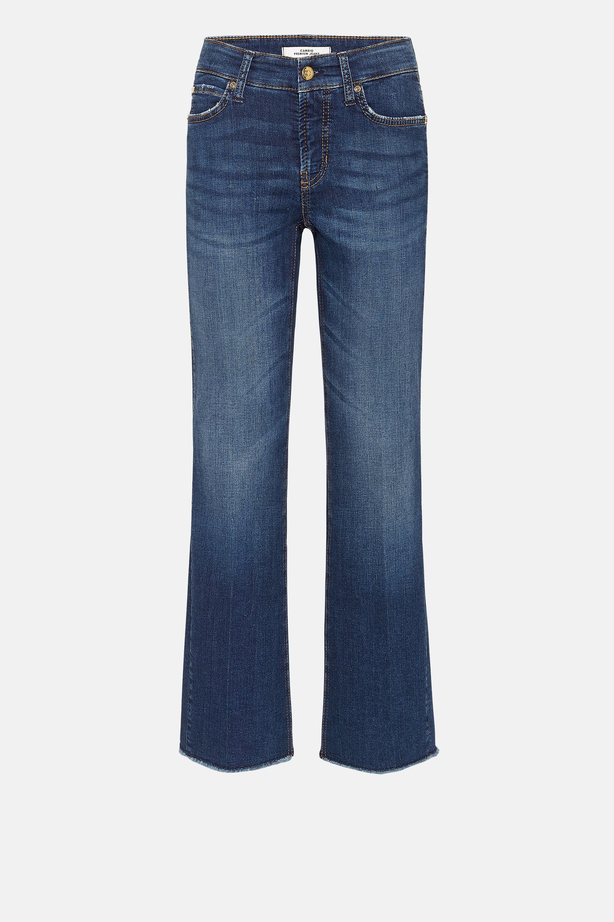 Blaue verkürzte Flared-Jeans aus 92% Baumwolle, 6% Elastomultiester T400, 2% Elasthan, mit moderner Waschung.