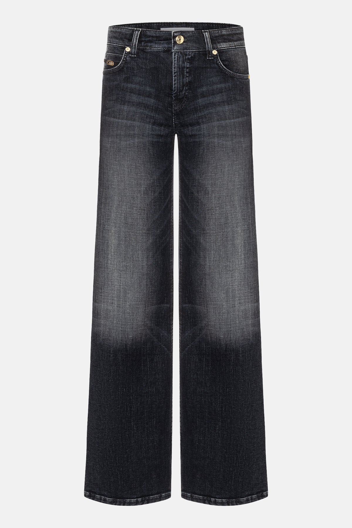 Weite, lang geschnittene Jeanshose in dunkler Waschung aus 97% Baumwolle und 3% Elasthan mit 5-Pocket-Design.