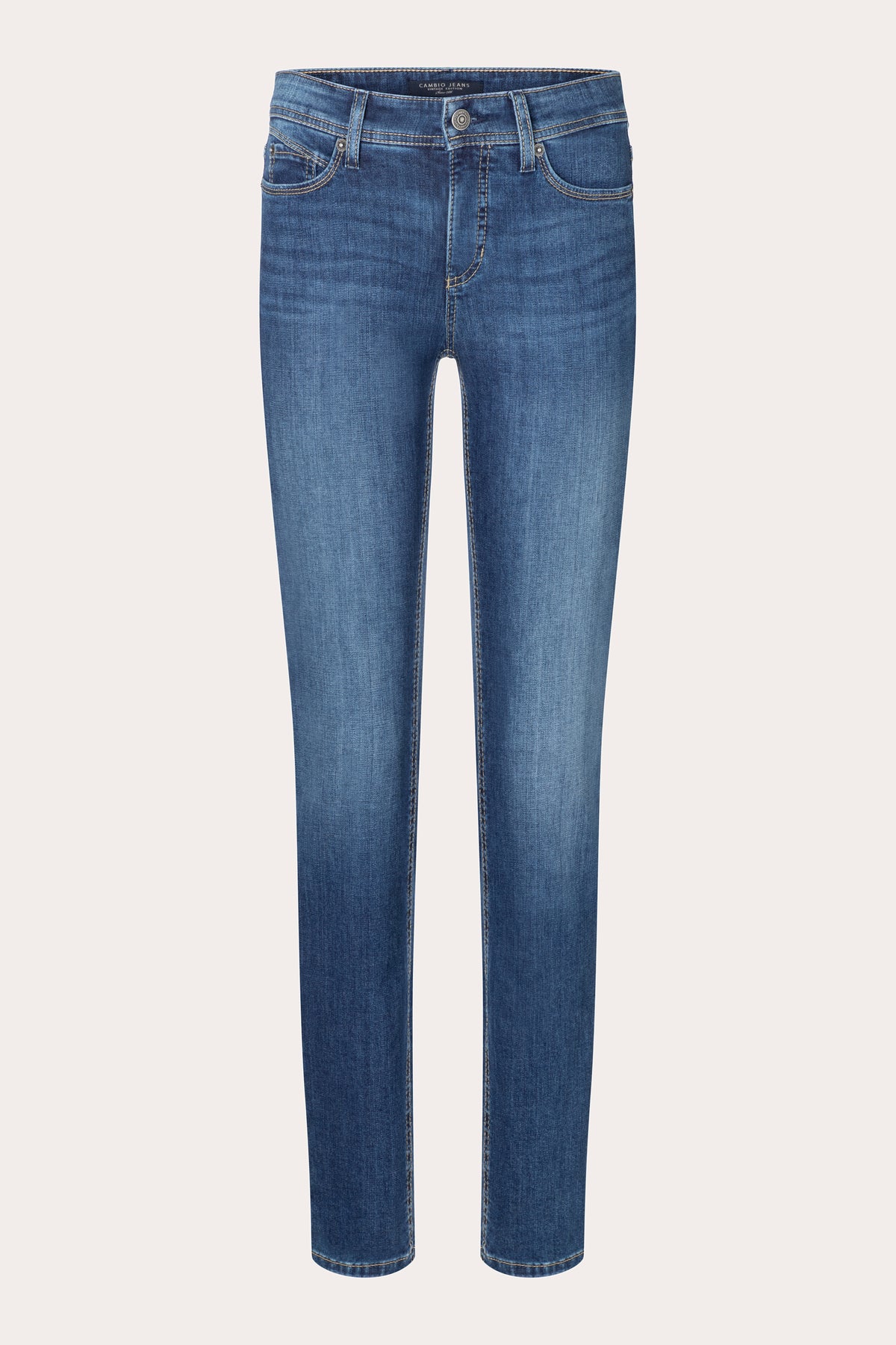 Blaue Slim Fit Jeans aus 92% Bio-Baumwolle, 6% Elastomultiester T400 und 2% Elasthan.