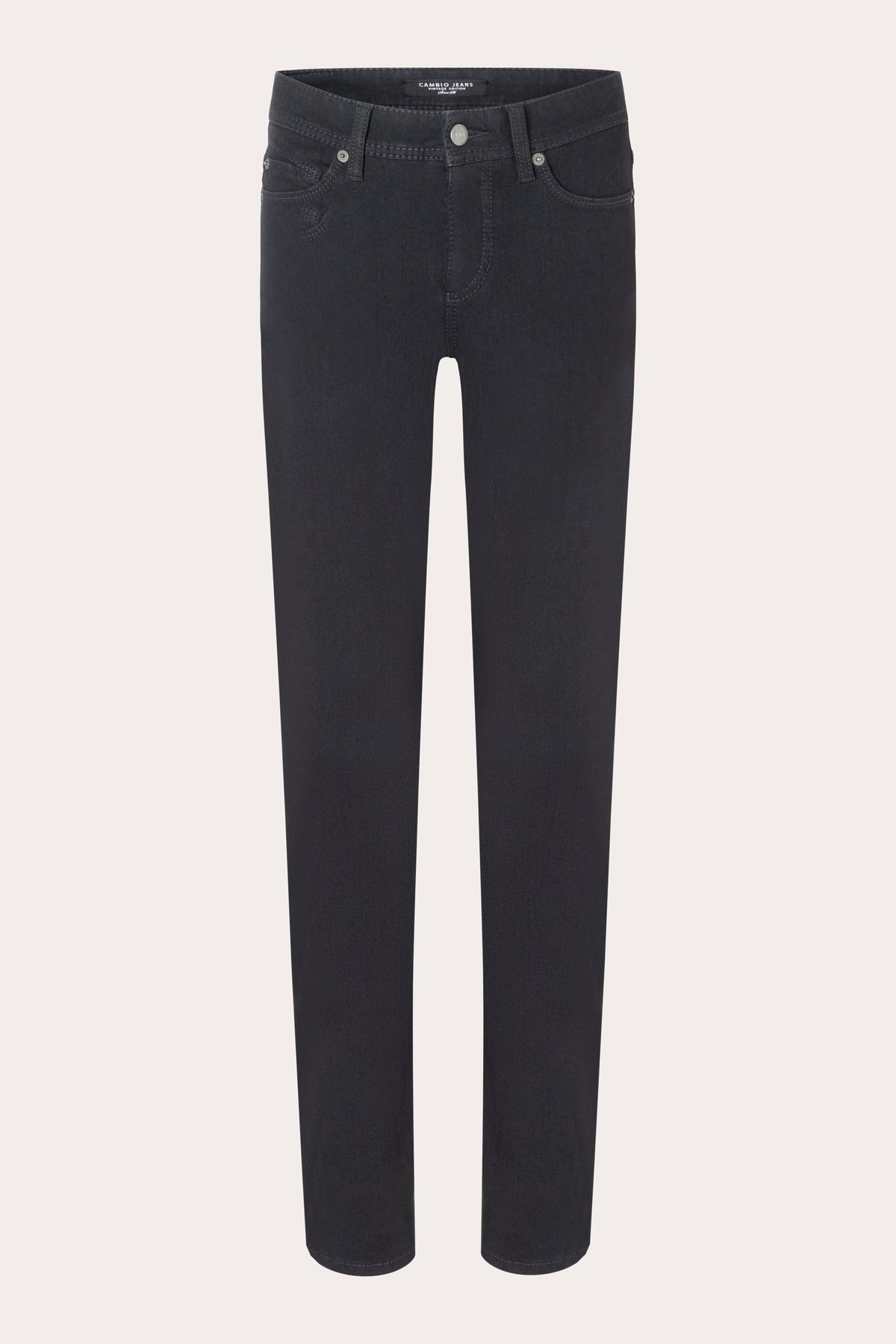 Schwarze Slim-Fit-Jeans aus 77 % Baumwolle, 18 % Polybutylen-Terephthalat, 5 % Elasthan.