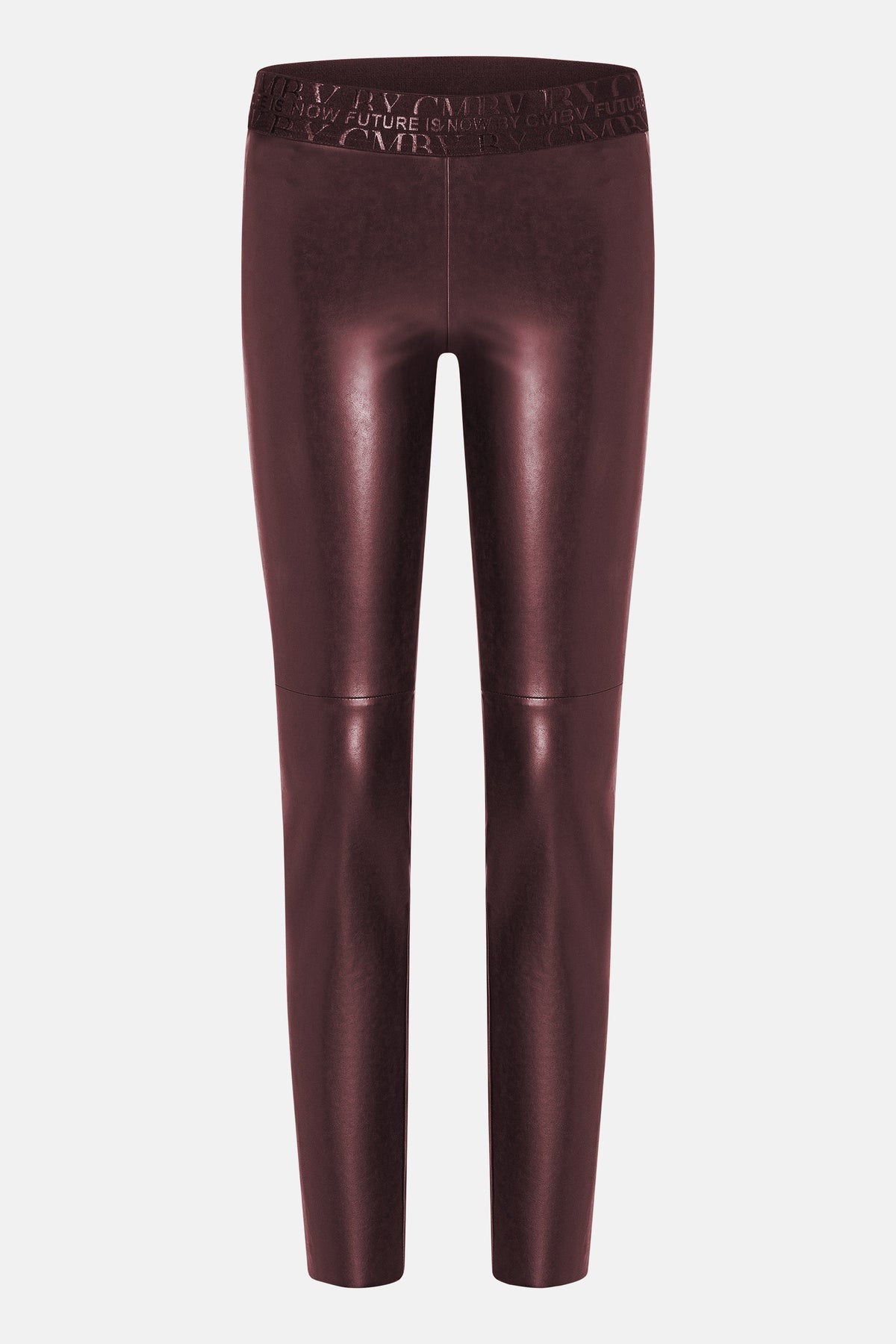 Bordeauxrote Skinny-Fit Hose aus veganem Nappa, 50% Polyamid, 50% Polyurethan, mit elastischem Bund.