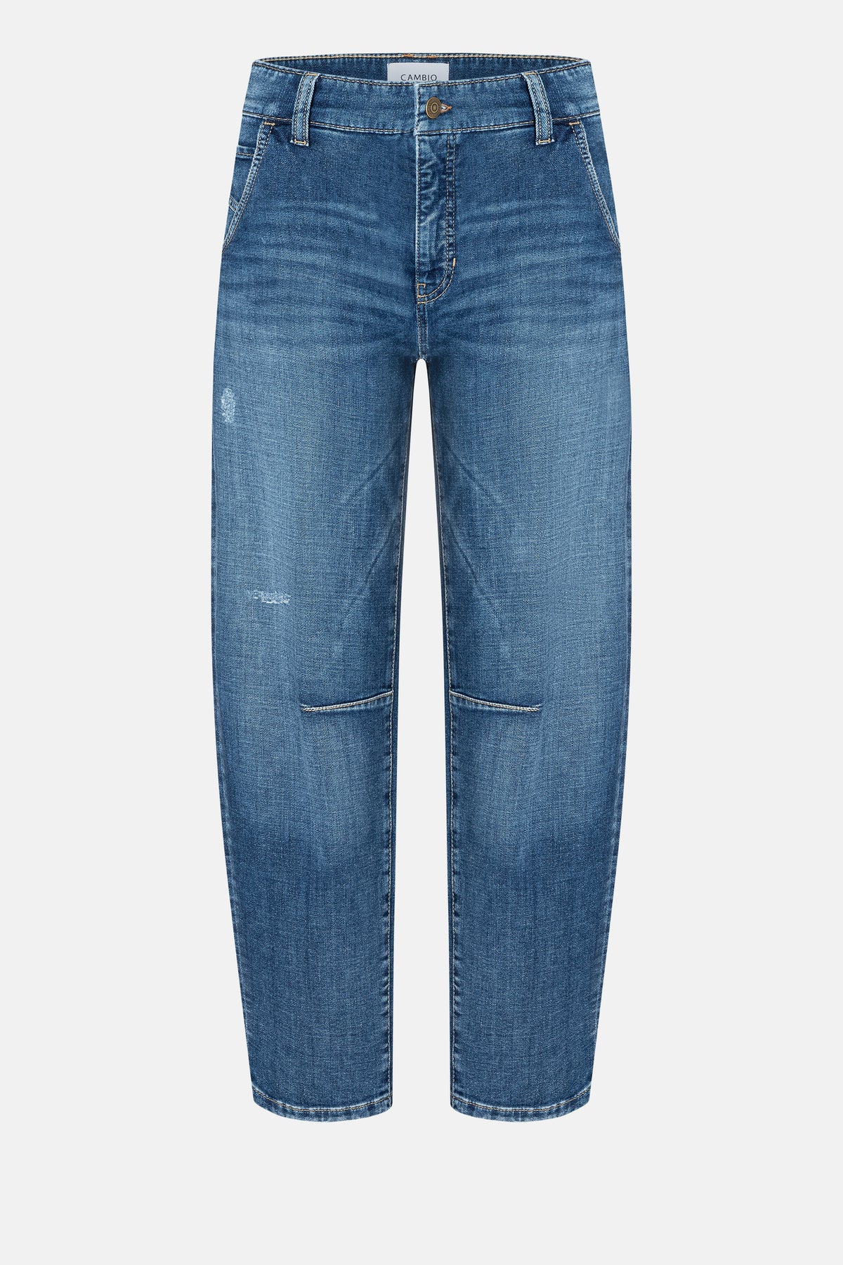 Blaue O-Shape Jeans aus 92% Baumwolle, 6% Elastomultiester T400 und 2% Elasthan, im klassischen 5-Pocket-Design.