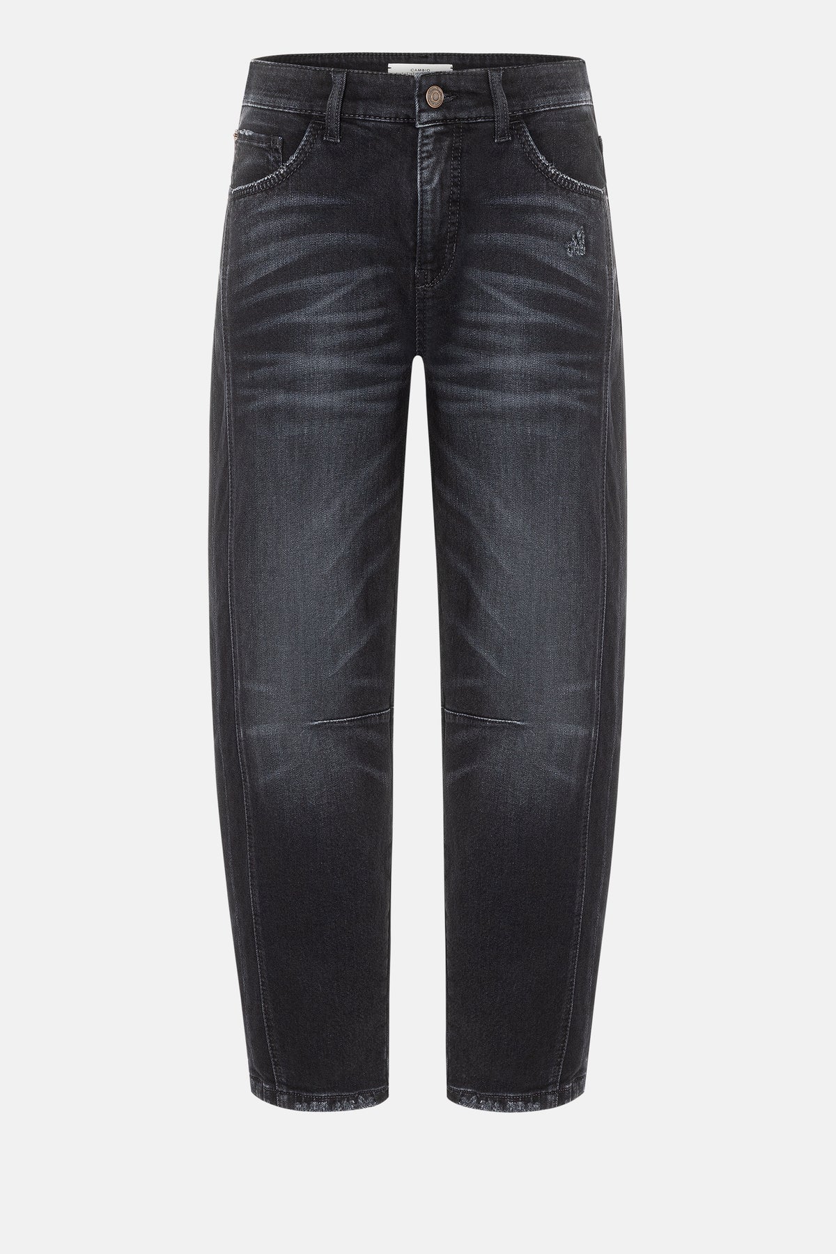 Schwarze O-Shape-Jeans aus 57% Baumwolle, 37% Modal, 4% Elastomultiester T400, 2% Elasthan. Klassisches Five-Pocket-Design.