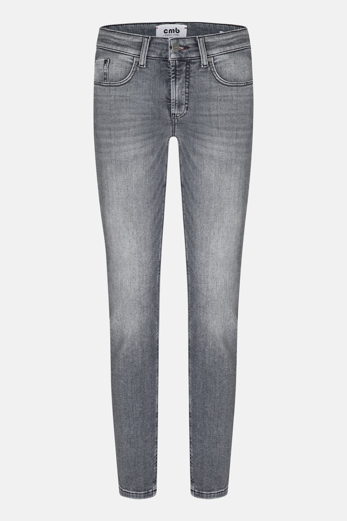 Hellgraue Skinny-Fit-Jeans aus Baumwollmischung mit 5-Pocket-Design. Enthält Elastomultiester, Elasthan und Lyocell.