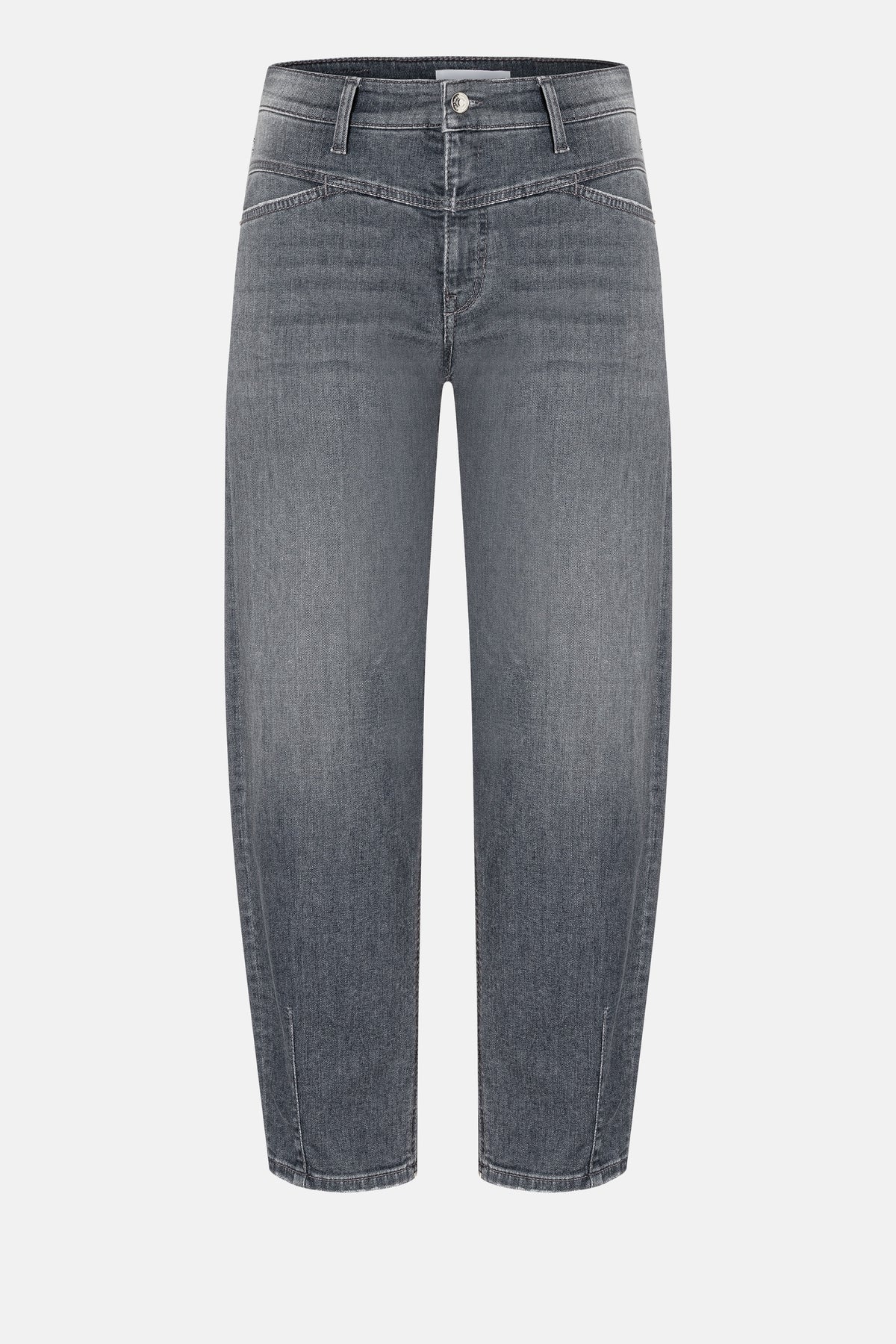 Graue O-Shape-Jeans aus Denim, 92% Baumwolle, 6% Elastomultiester T400, 2% Elasthan.