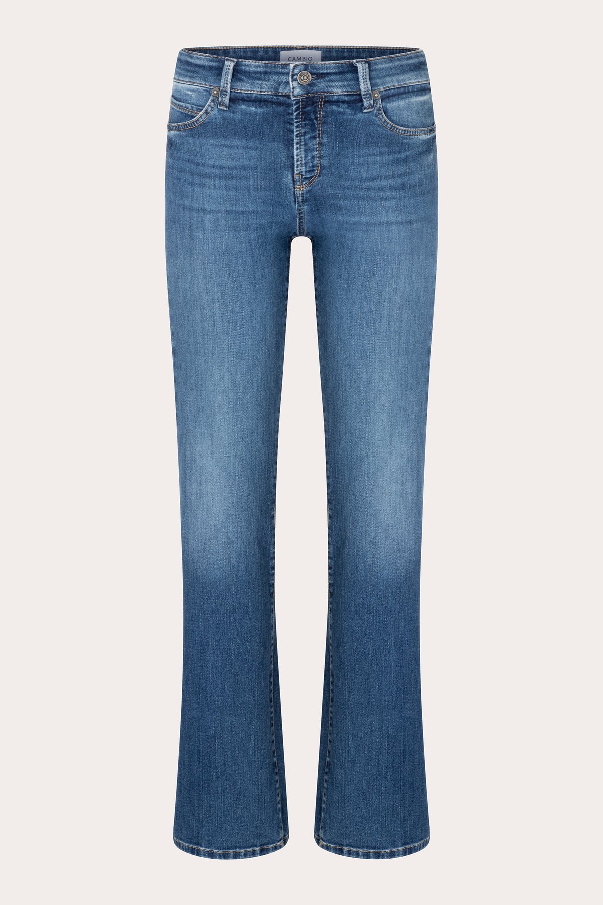 Blaue Flared-Fit Jeans aus 92% Baumwolle, 6% Elastomultiester T400 und 2% Elasthan.
